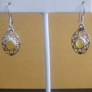 Yellow Jade earrings sterling silver